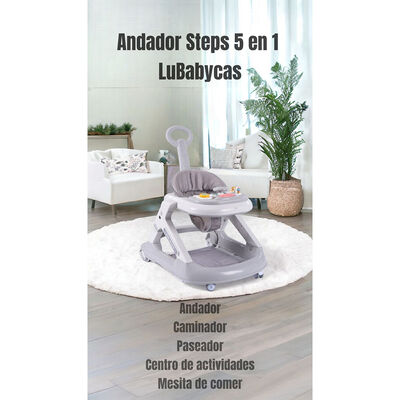 Imagen 2 del producto Andador Caminador 5 En 1 con Apoya Pies Gris LuBabycas