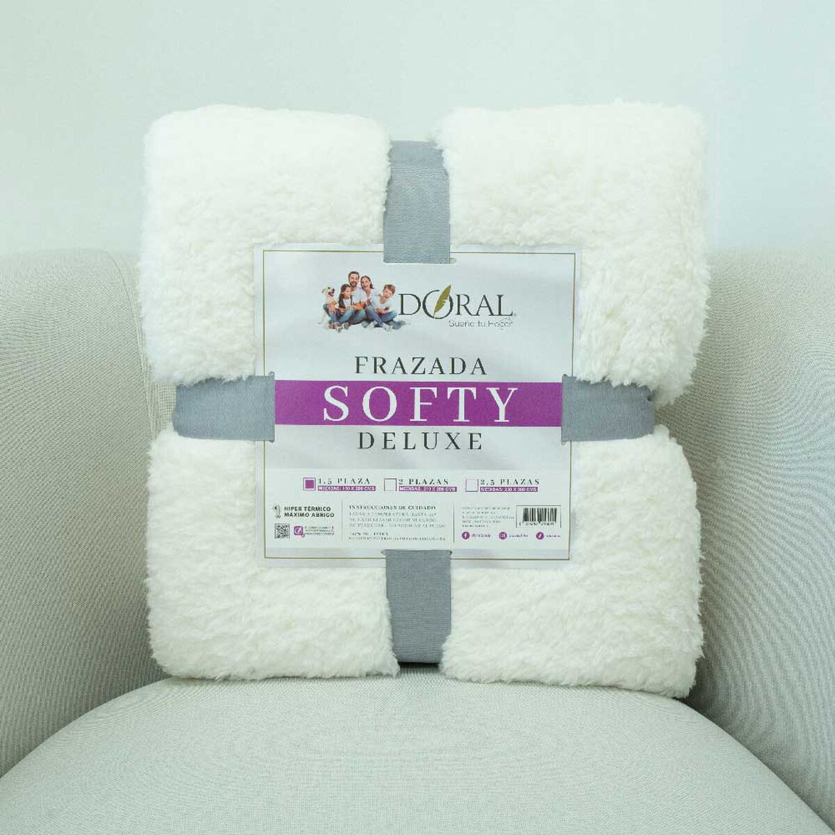 Frazada Doral 1,5 Plazas Softy Lisa Liso Dise&ntilde;o 2