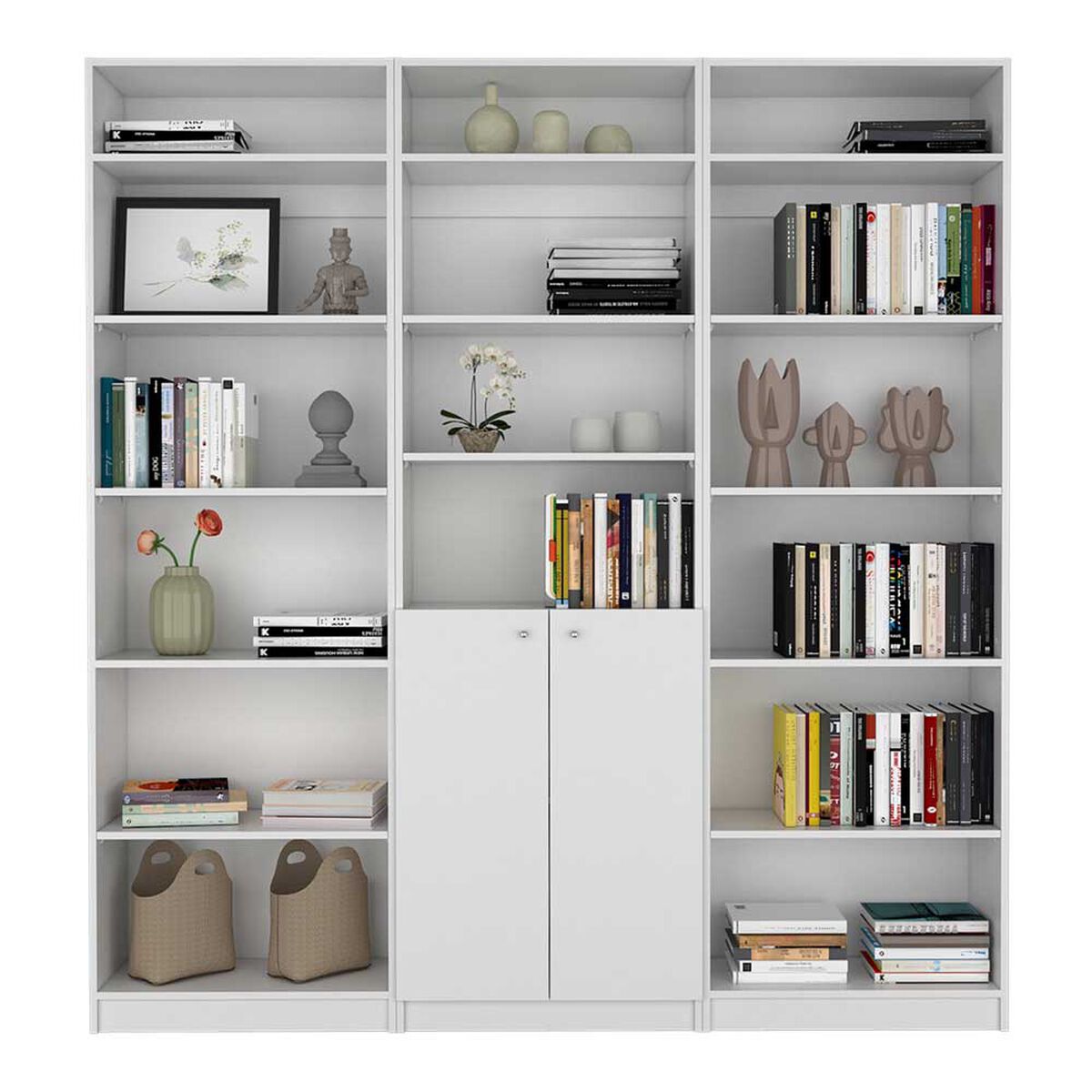 2 Estantes 5 Repisas + Estante 2 Puertas + 3 Complementos TuHome Home Blanco