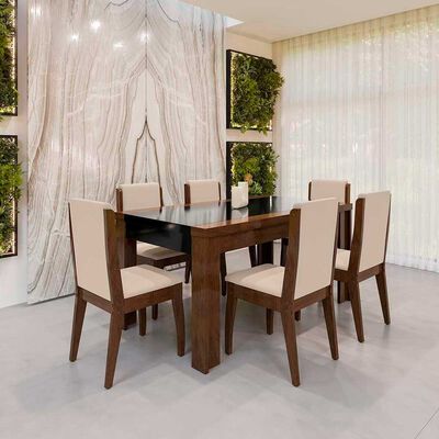 Imagen 1 del producto Juego de Comedor Decocasa Lorenzi 6 Sillas Nogal Negro Beige