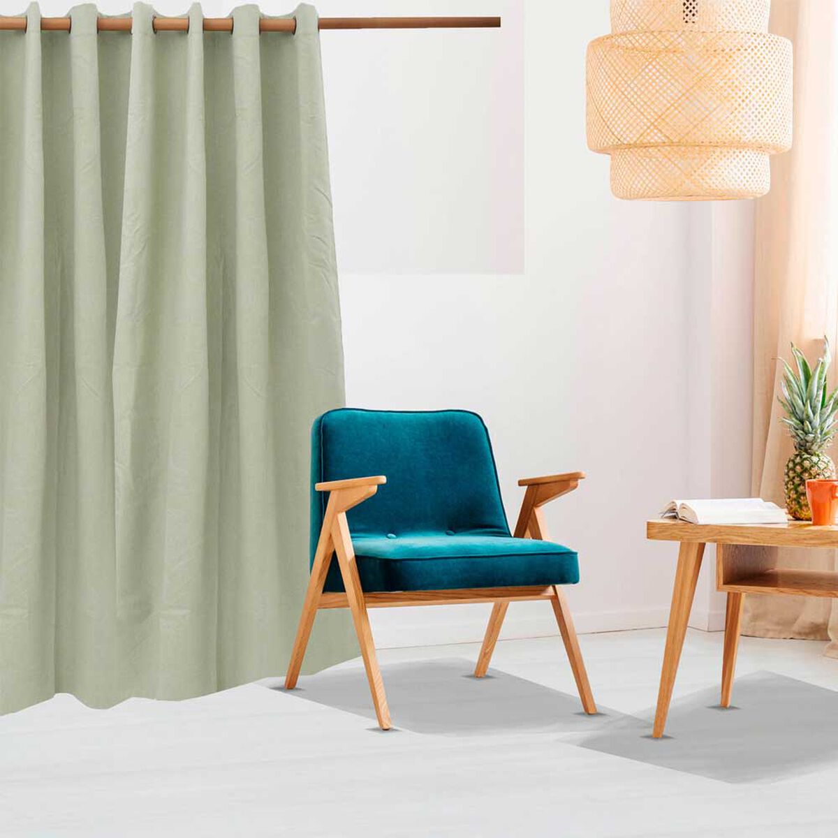 Cortina Dib Blackout Line Look Liso Verde 135 x 230 cm