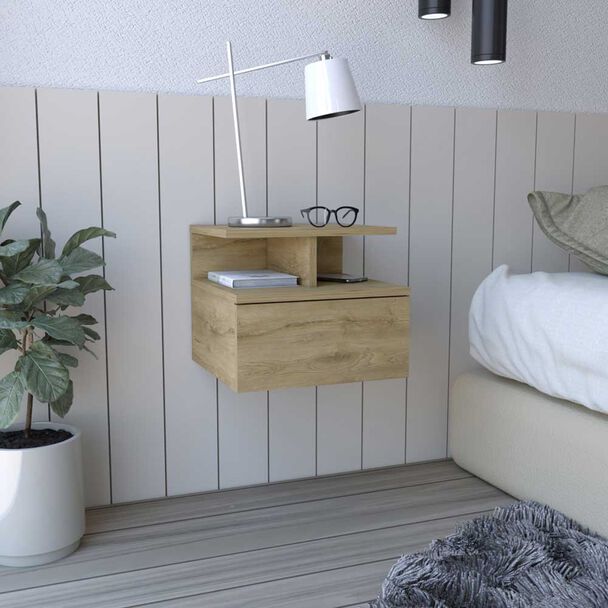 Velador Rectangular TuHome Dreams 1 Cajón Macadamia
