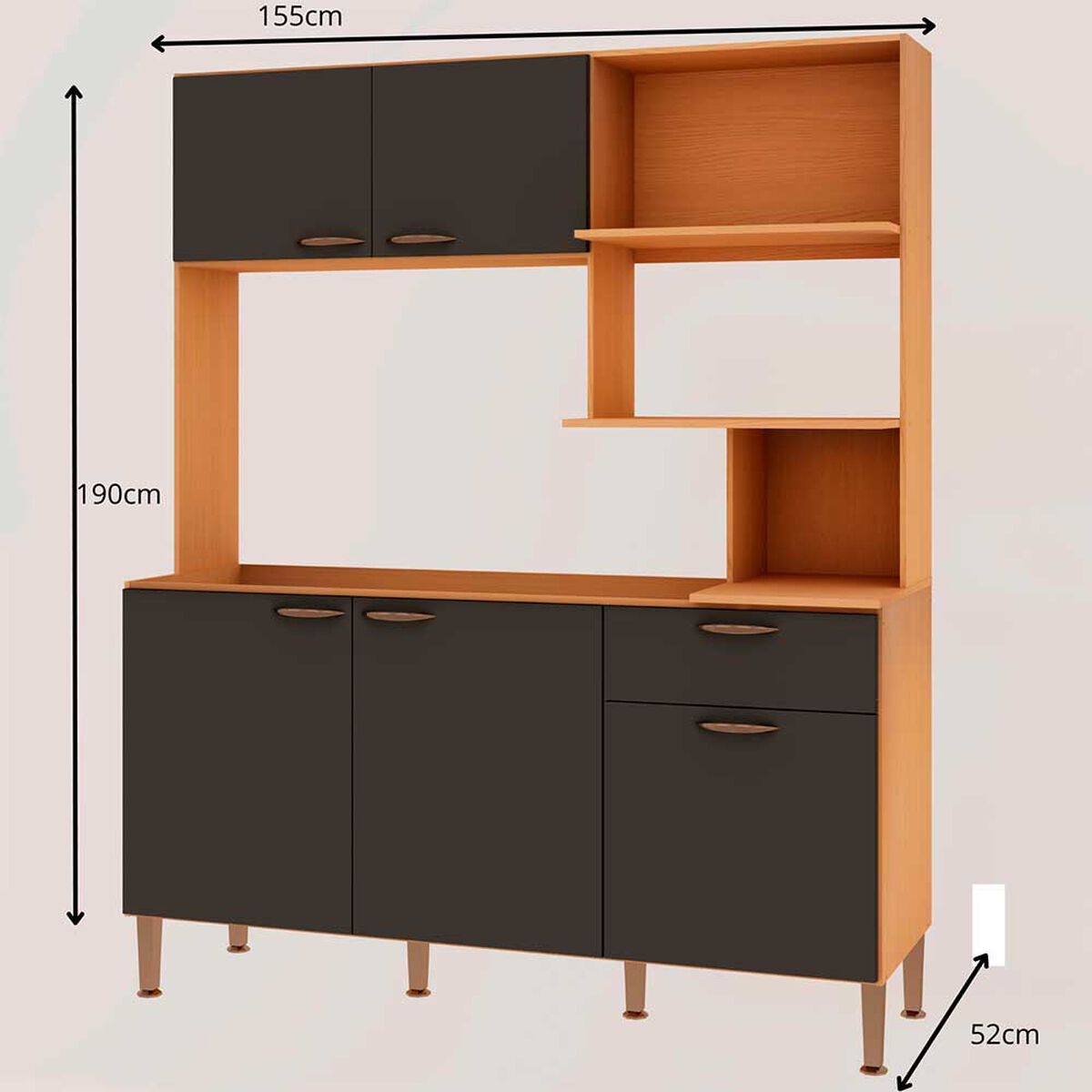 Kit Cocina Vekkahome Bella 4 Puertas 2 Cajones Gris