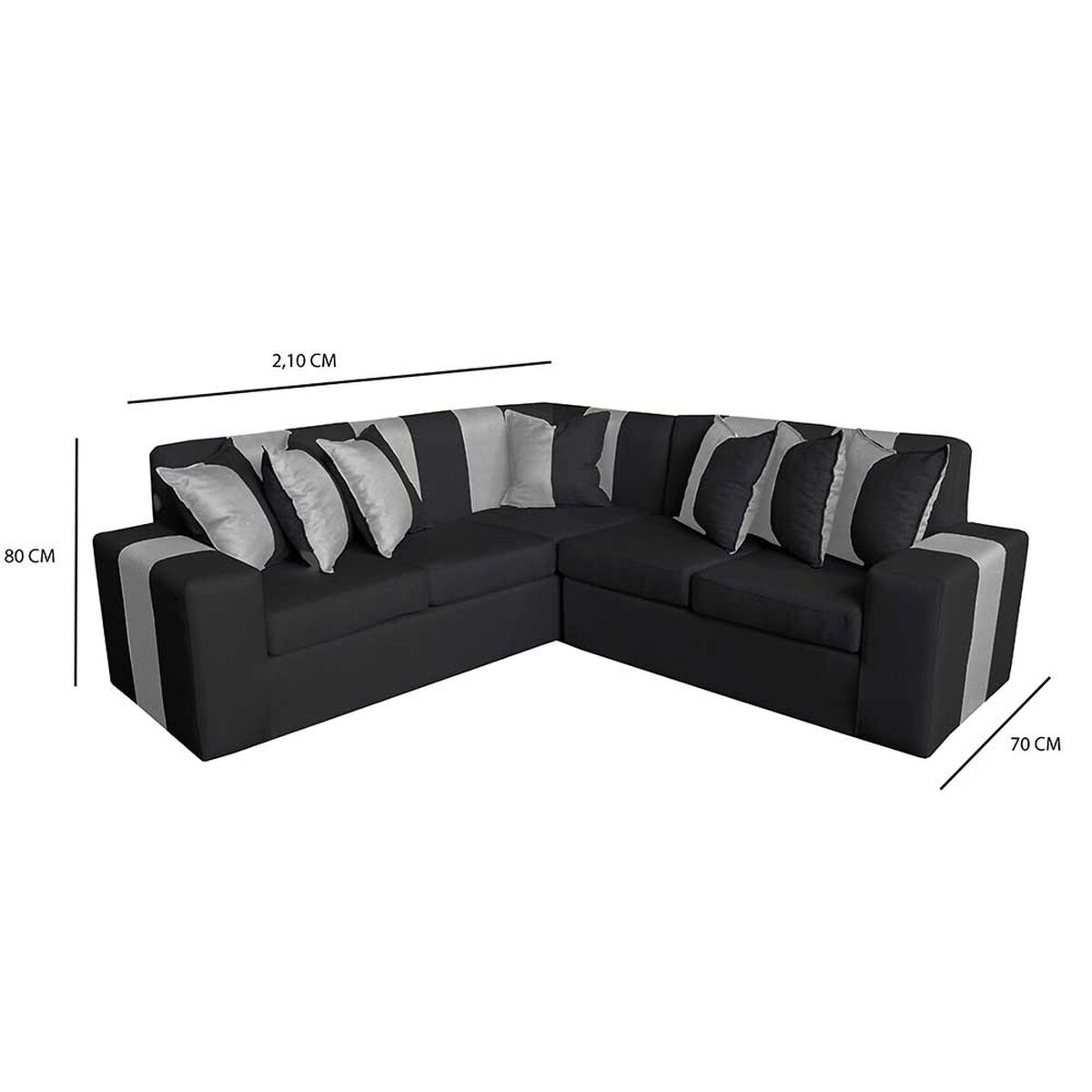Sof&aacute; Secccional Muebles MYM Victor 4 Cuerpos Negro Gris