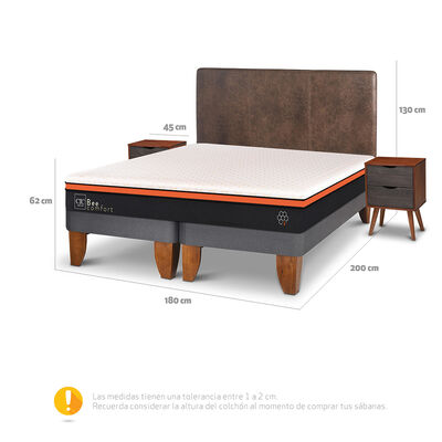 Imagen 2 del producto Cama Europea CIC Base Dividida King Bee Comfort + Respaldo + 2 Veladores