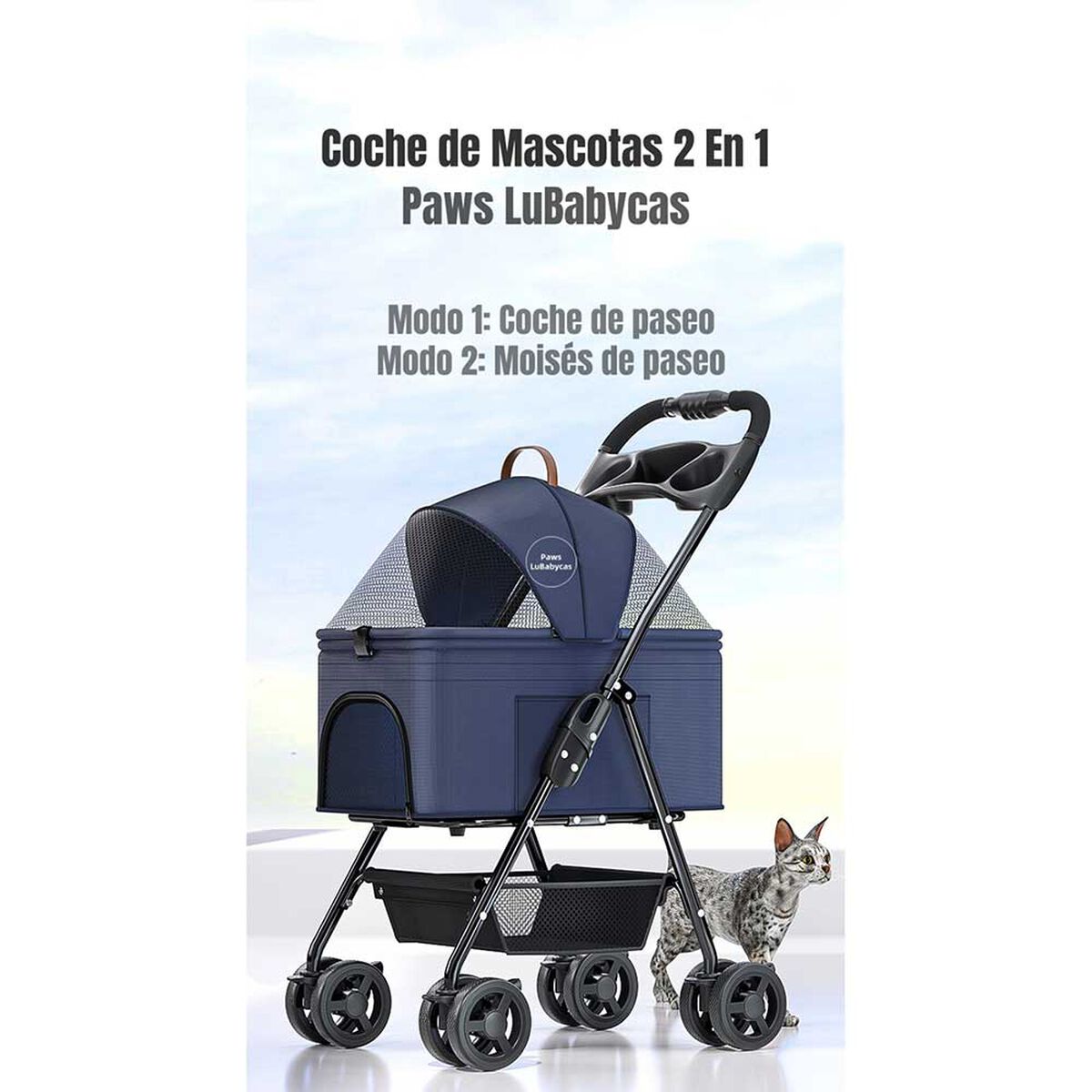 Coche para Mascota LuBabycas Paws Rosado