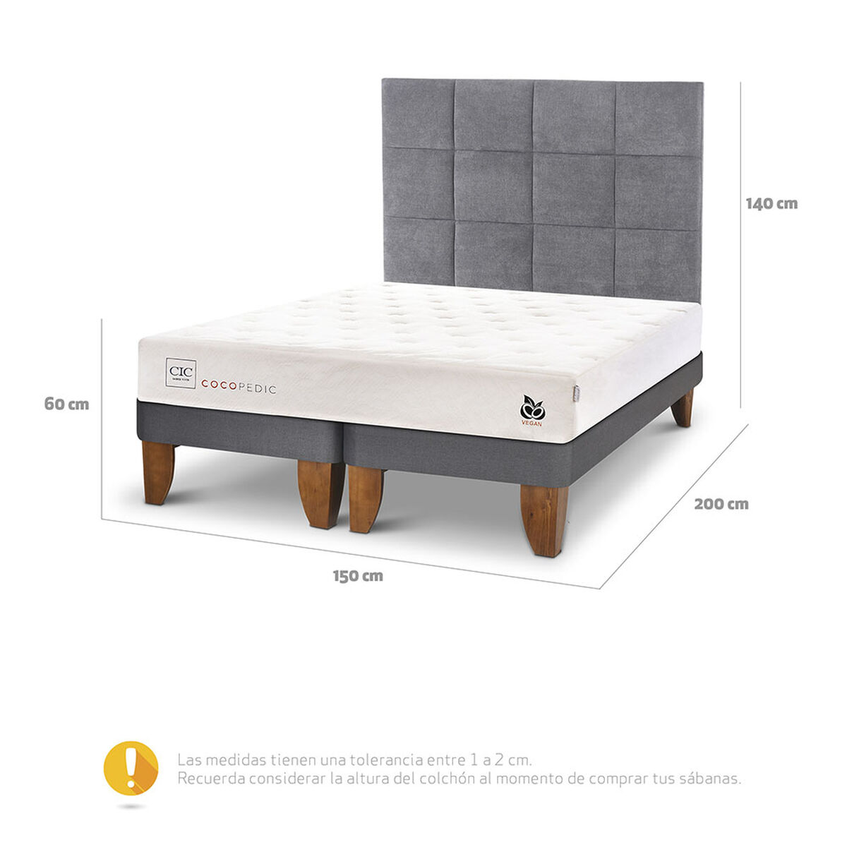 Cama Europea CIC Base Dividida 2 Plazas Cocopedic