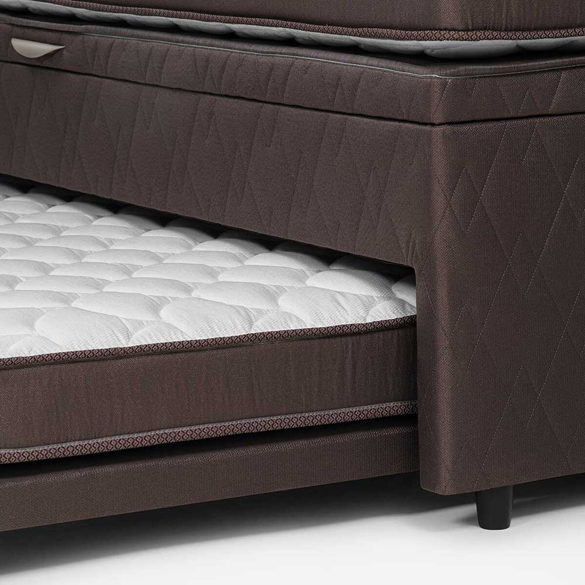 Bed Boxet Rosen 1,5 Plazas Ergo T + Respaldo + Velador Robin Tostado