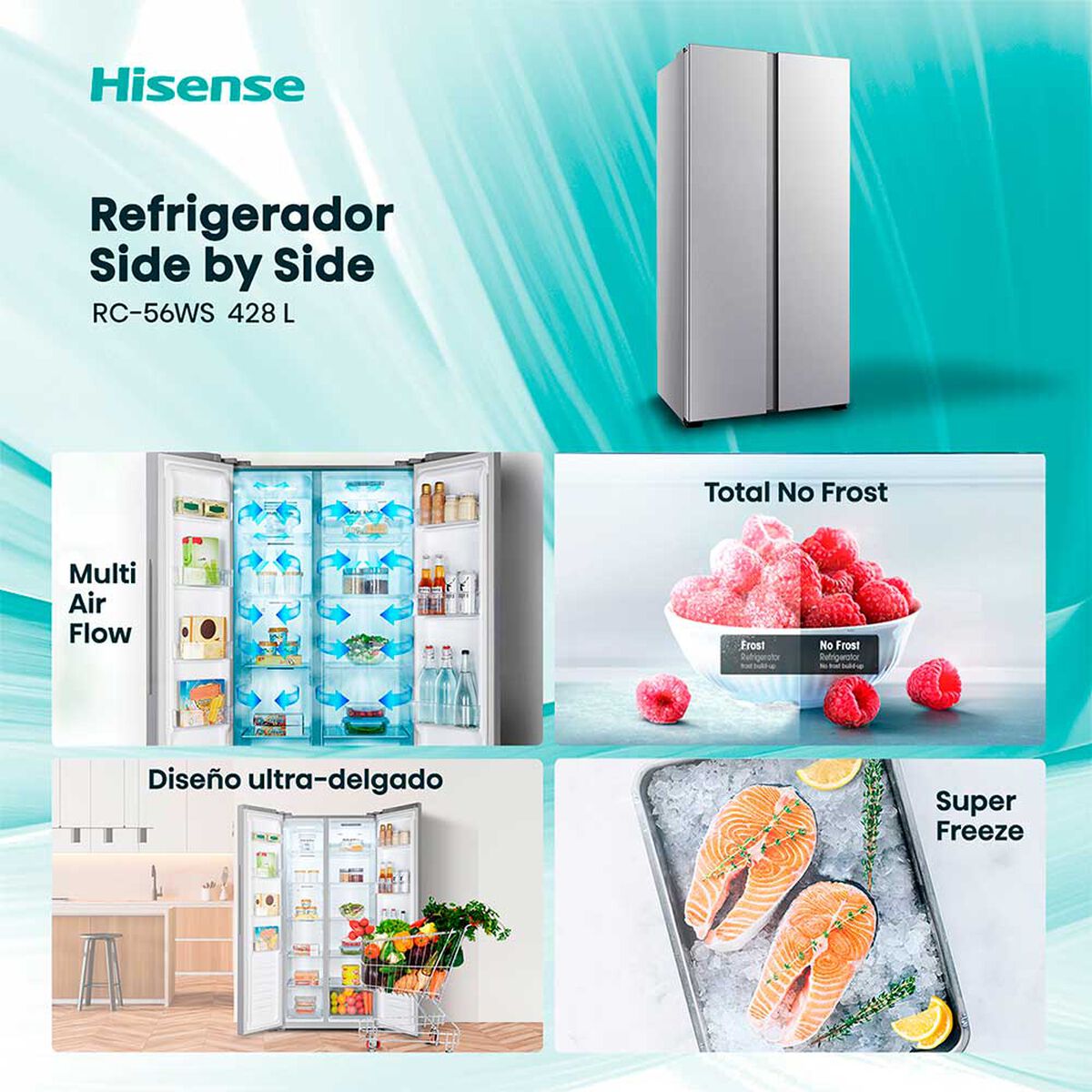 Refrigerador Side by Side Hisense RC-56WS 428 lts.