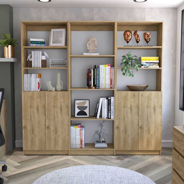 2 Estantes 2 Puertas + Estante 4 Repisas TuHome Home Macadamia