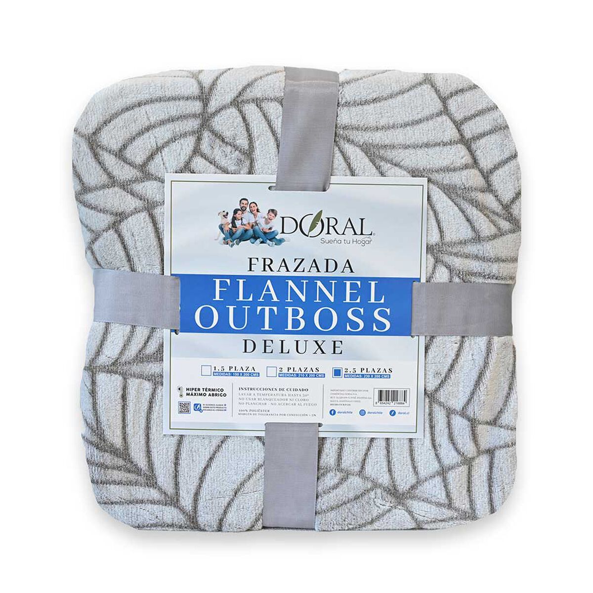 Frazada Poliéster Doral King Deluxe Gris Rayado