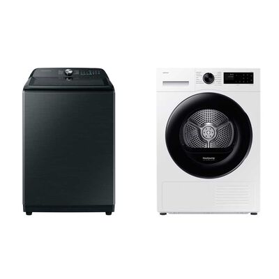Lavadora Carga Superior Samsung 22 kg + Secadora Bomba de Calor 9 kg
