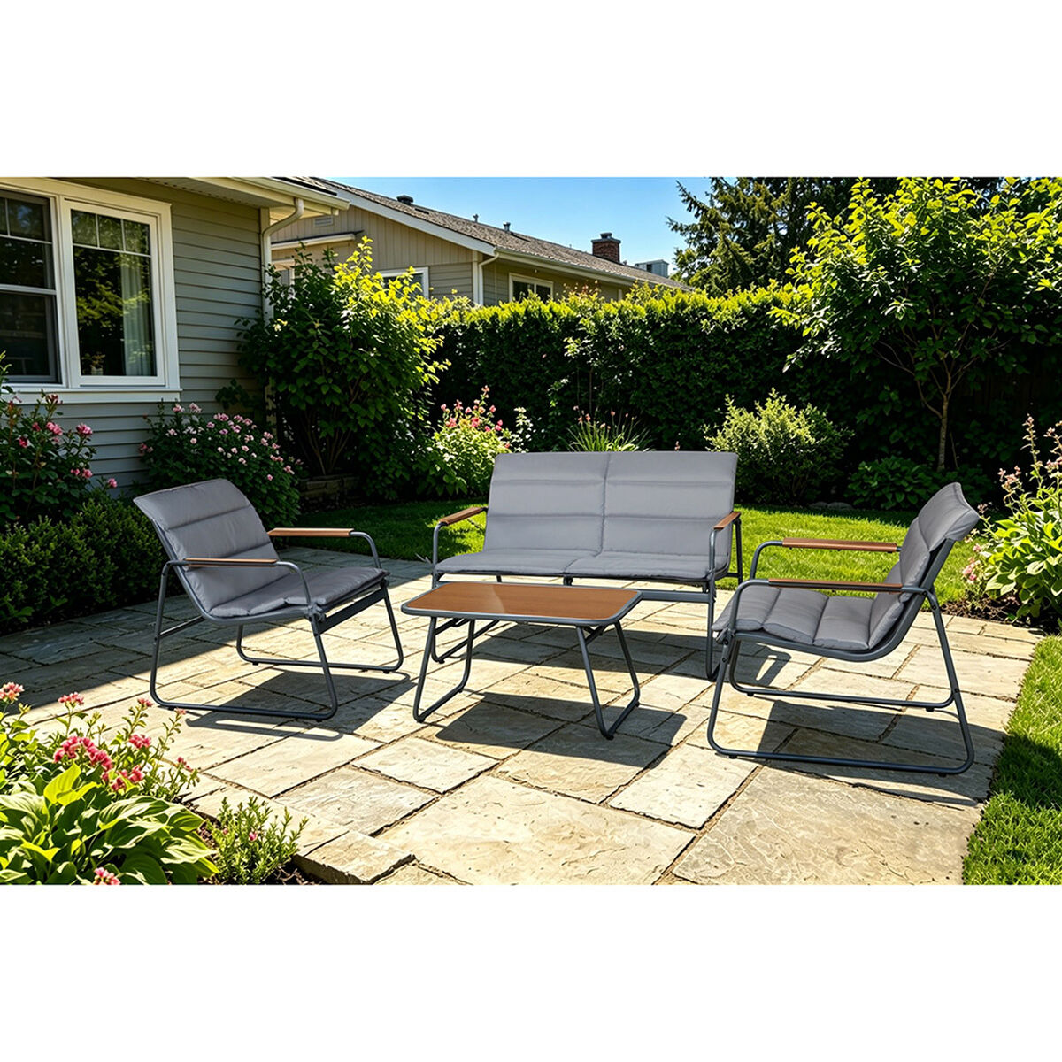 Juego de Living Terraza Casanova Gris Oscuro