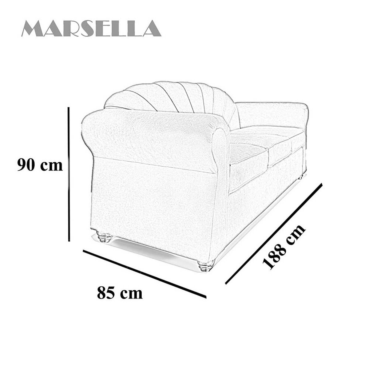 Sofá Elegant Detail Marsella 3 Cuerpos Tela Gris