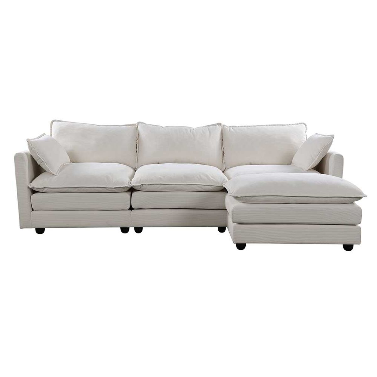 Seccional Izquierdo o Derecho Casanova Samantha Moderno 3 Cuerpos + Ottoman Beige