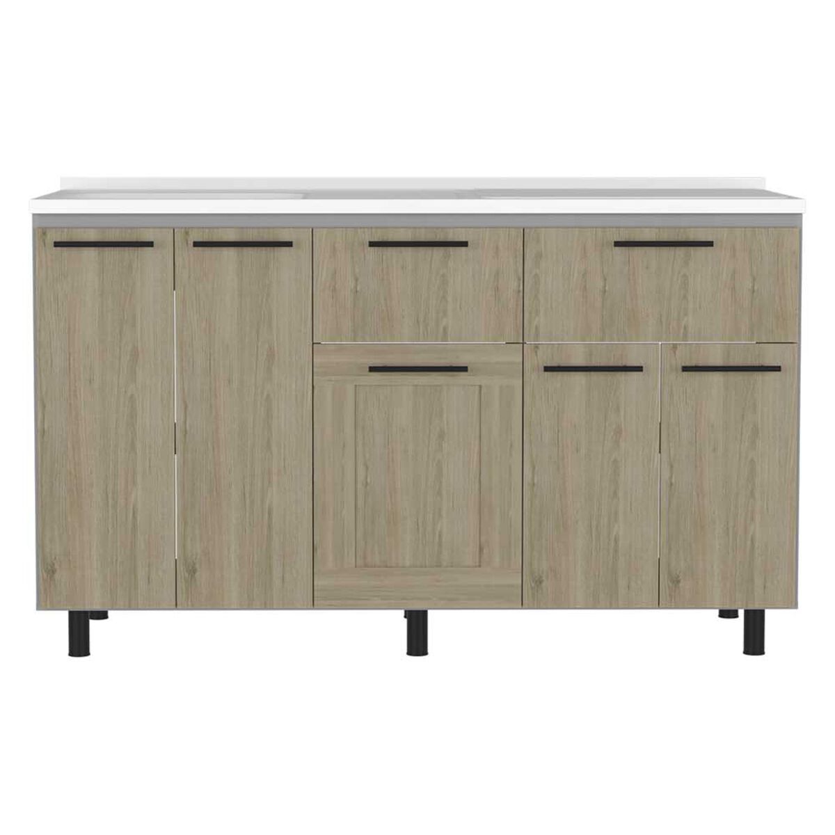 Mueble de Cocina Lavaplatos TuHome Hasselt 5 Puertas 2 Cajones Gris Rovere