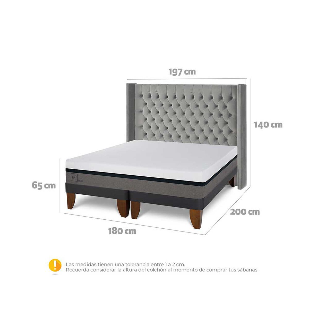 Cama Europea CIC Base Dividida King Balance + Respaldo Sesia