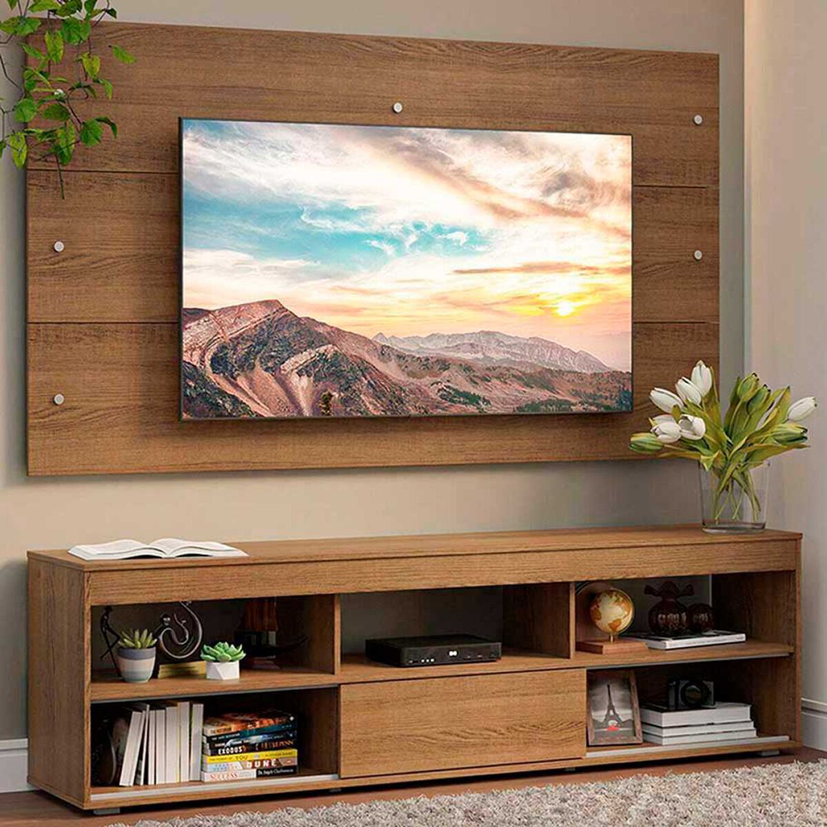 Rack + Panel Vekkahome Orlando 65" Caf&eacute;