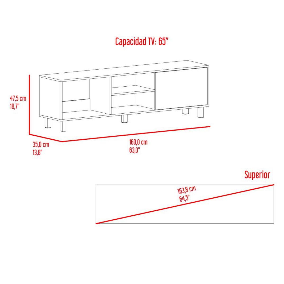 Rack Tuhome Tunez Hasta 65" Nogal Europeo