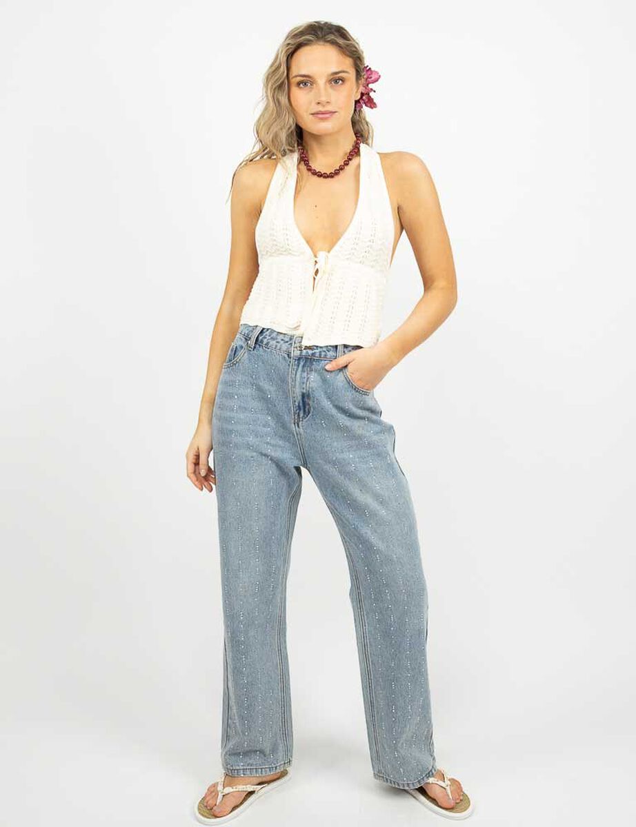 Jeans Indigo Apliques Mujer Icono