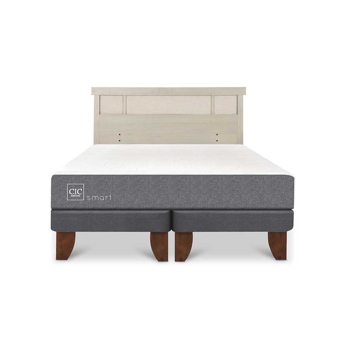 Cama Europea CIC Base Dividida 2 Plazas Smart + Respaldo Dublin Alpino