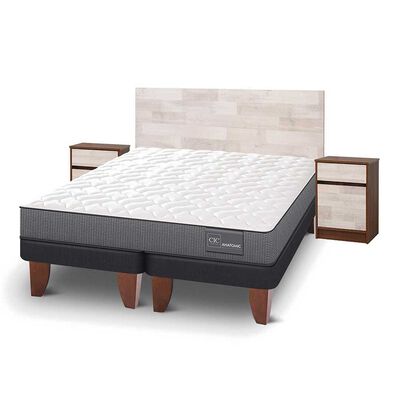 Imagen 2 del producto Cama Europea CIC Base Dividida 2 Plazas Anatomic + Respaldo + 2 Veladores Legno