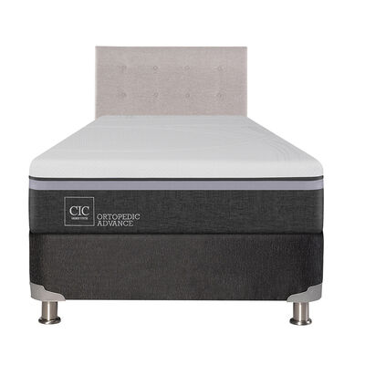 Box Spring CIC 1,5 Plazas Ortopedic Advance + Respaldo Tigris