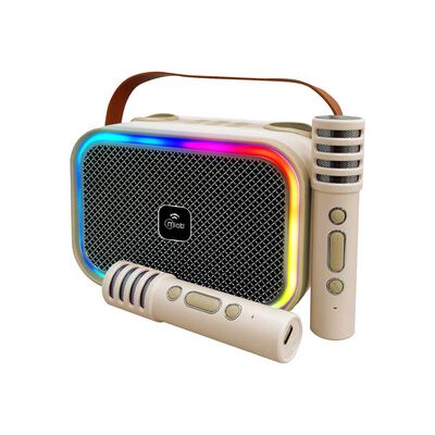 Karaoke MLAB My LiL Voice Luz RGB 2 Micr&oacute;fonos Inal&aacute;mbricos Blanco