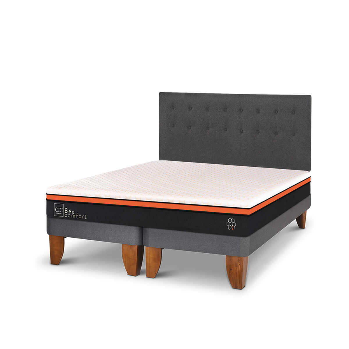 Cama Europea CIC Base Dividida King Bee Comfort + Respaldo