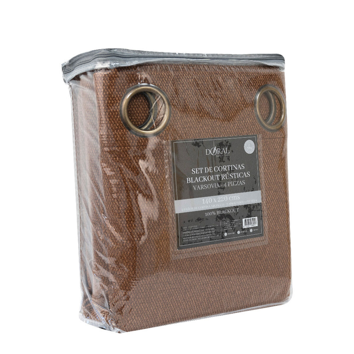 Juego de Cortina Blackout Doral Varsovia 140x220 cm Caf&eacute;