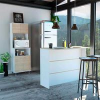 Combo Mueble Microondas + Barra de Cocina TuHome Kitchen Blanco