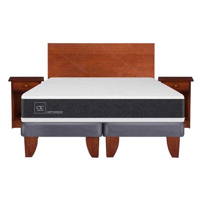 Cama Europea CIC Base Dividida 2 Plazas Ortopedic + Respaldo + 2 Veladores New Villarrica