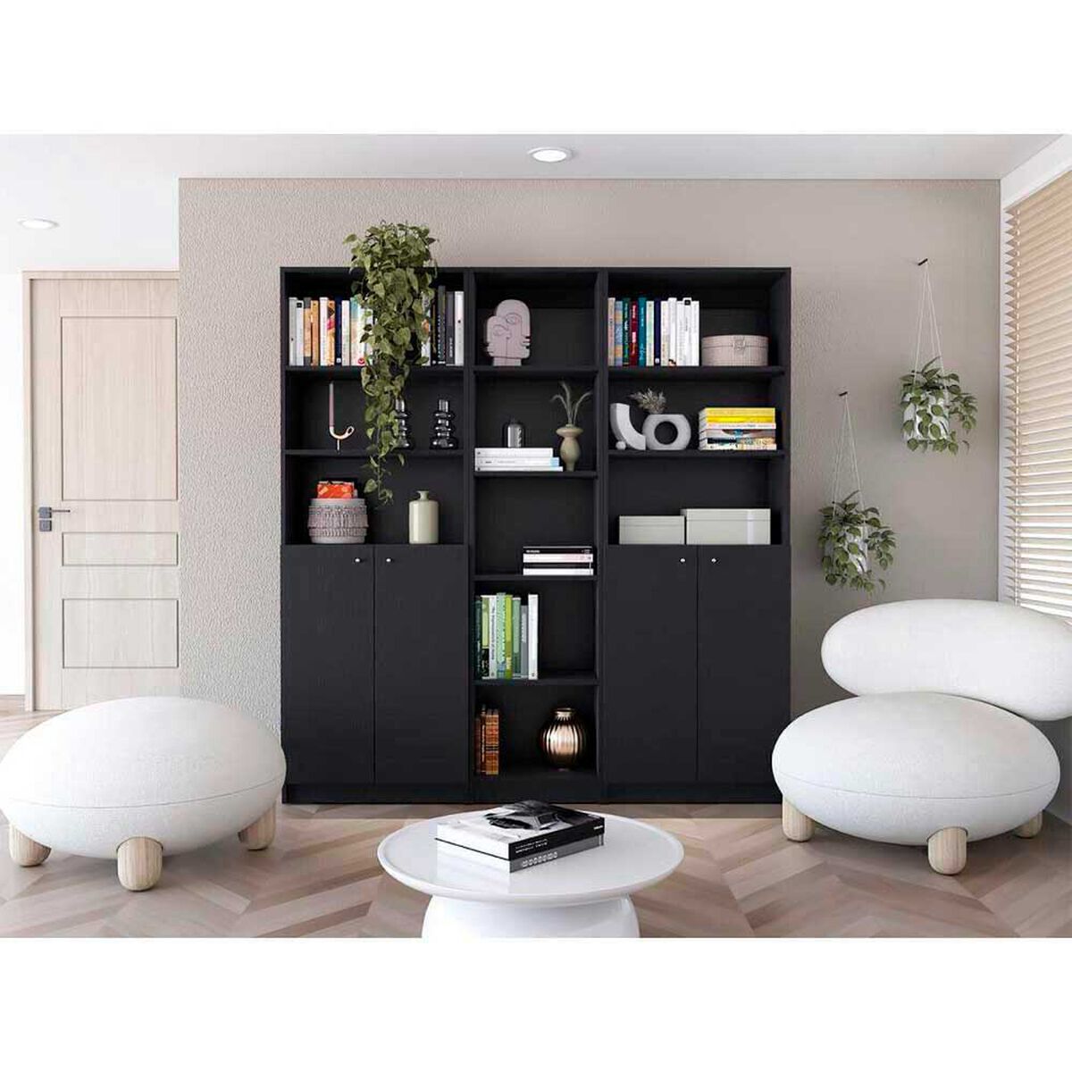 2 Estantes 2 Puertas + Estante 45 cm TuHome Home Wengue