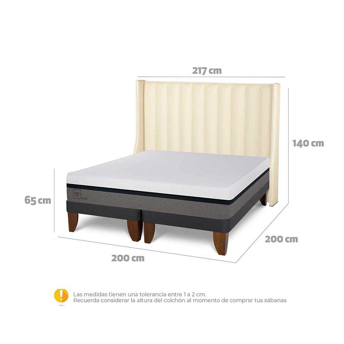 Cama Europea CIC Base Dividida S&uacute;per King Balance + Respaldo Panaro