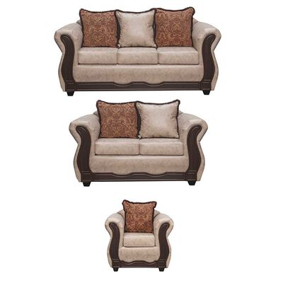 Imagen 1 del producto Juego de Living Black Factory Sofia Sofá 3 Cuerpos + Sofá 2 Cuerpos + Sillón 1 Cuerpo Beige