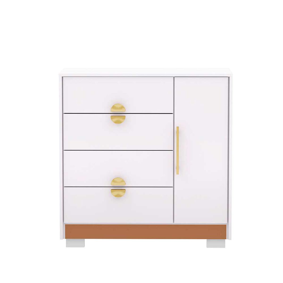 C&oacute;moda Vekkahome Bella 4 Cajones 1 Puerta Blanca