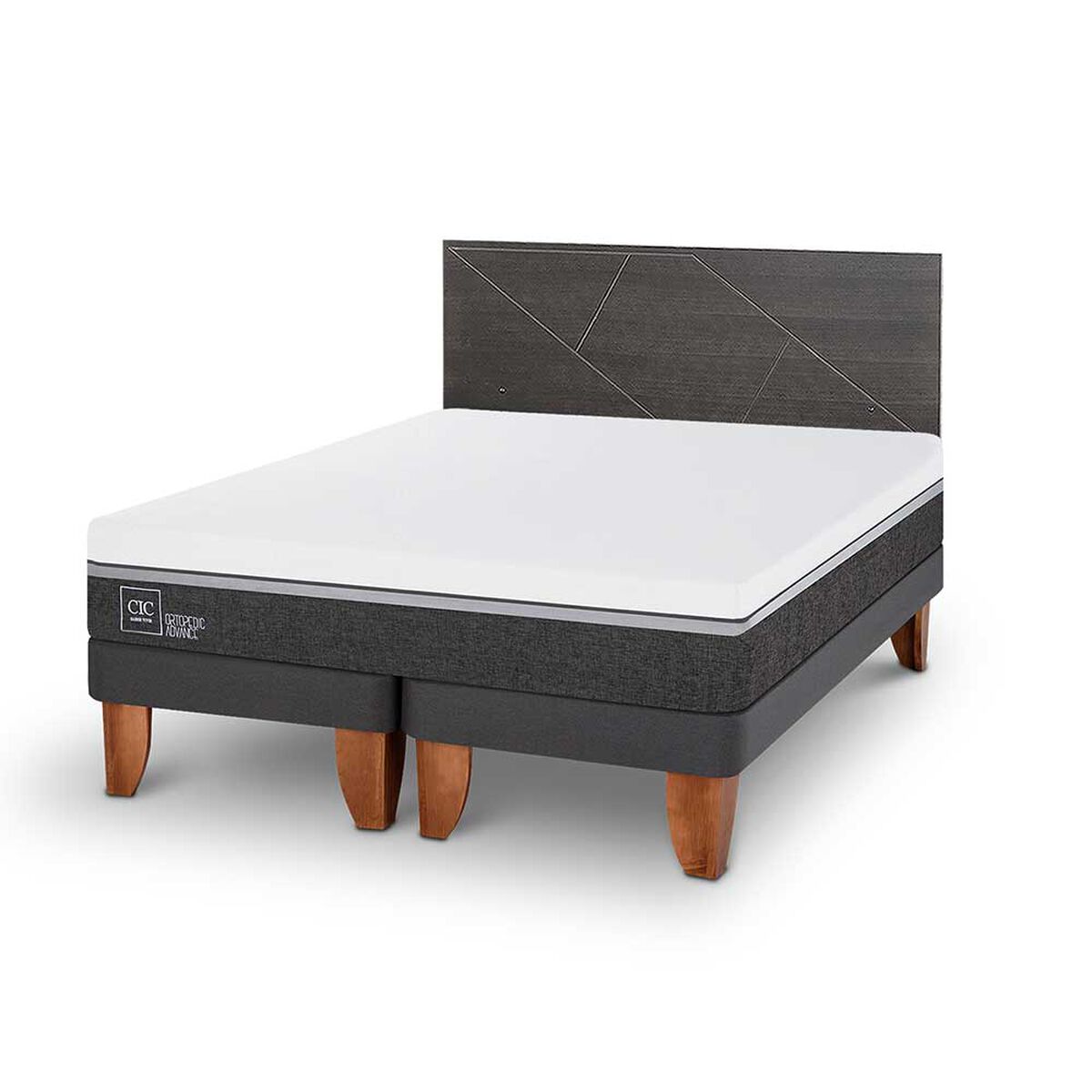 Cama Europea CIC Base Dividida 2 Plazas Ortopedic Advance + Respaldo Villarrica