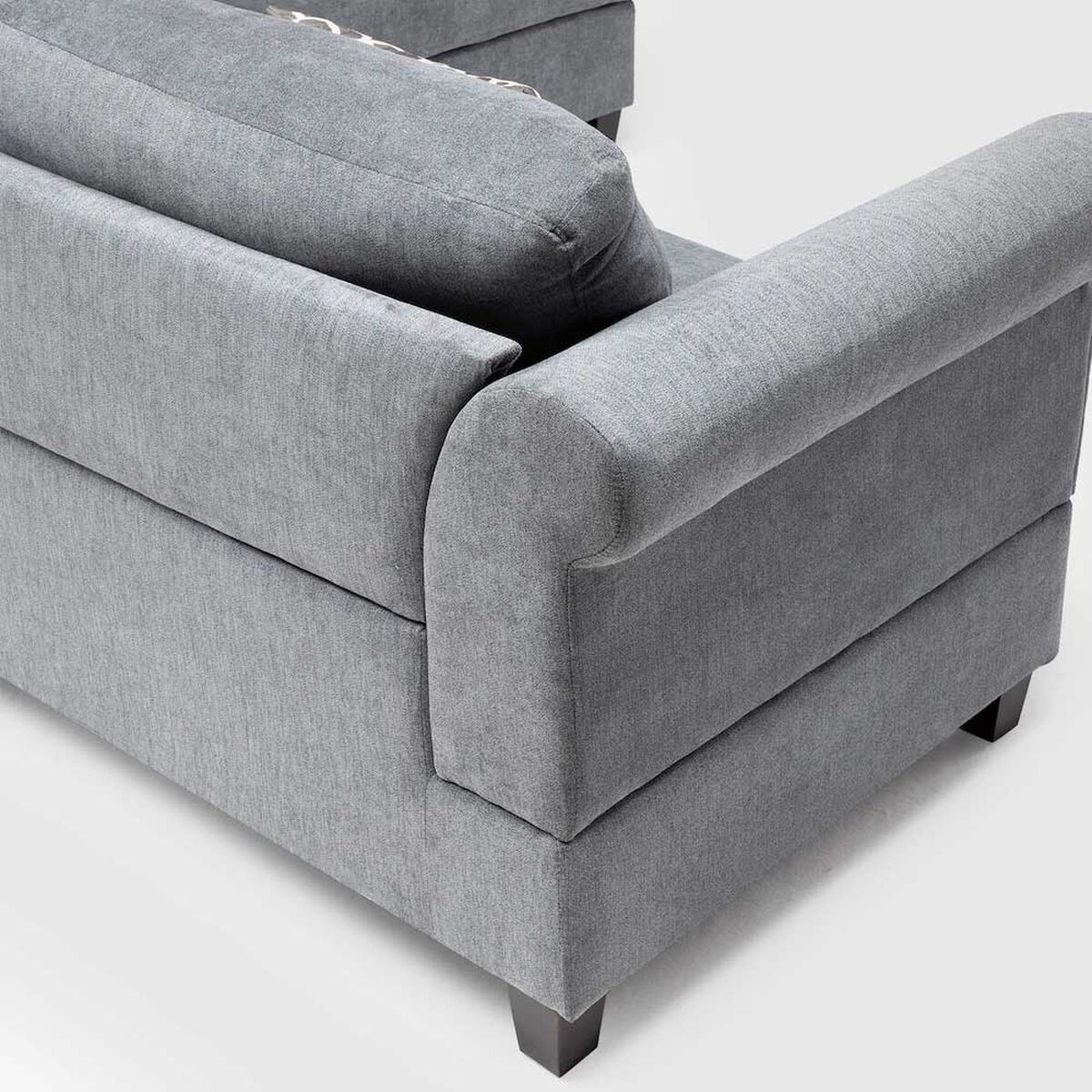 Sof&aacute; Seccional Derecho Daniels 4 Cuerpos Azul Gris&aacute;ceo