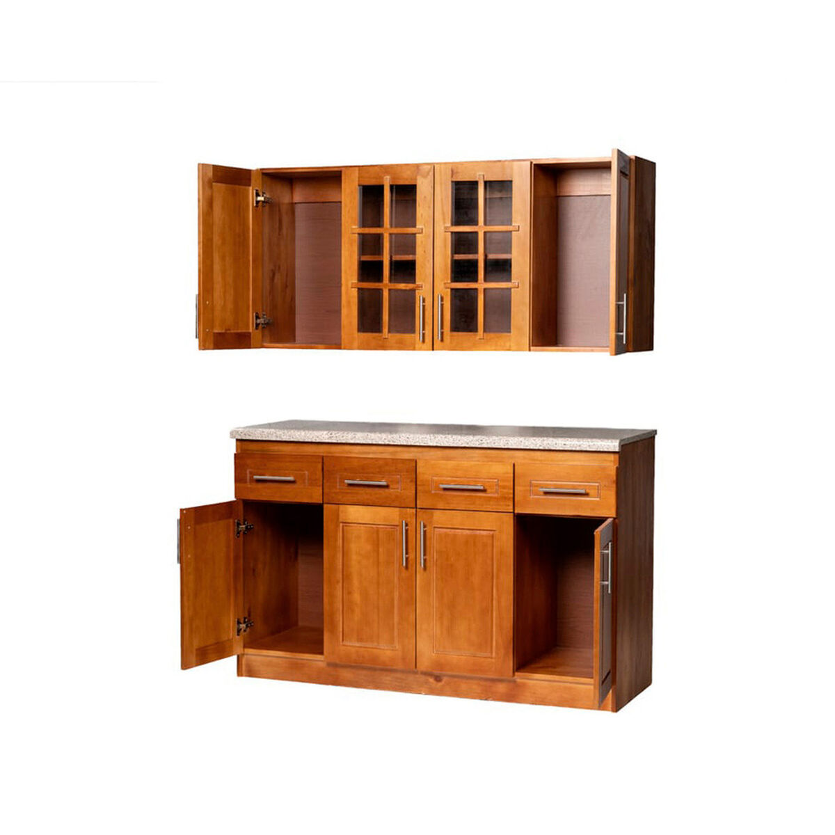 Mueble de Cocina Muebles Hema Berl&iacute;n 8 Puertas 4 Cajones Nogal