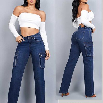 Jeans Straight Wide Cargo Mujer Most Wanted