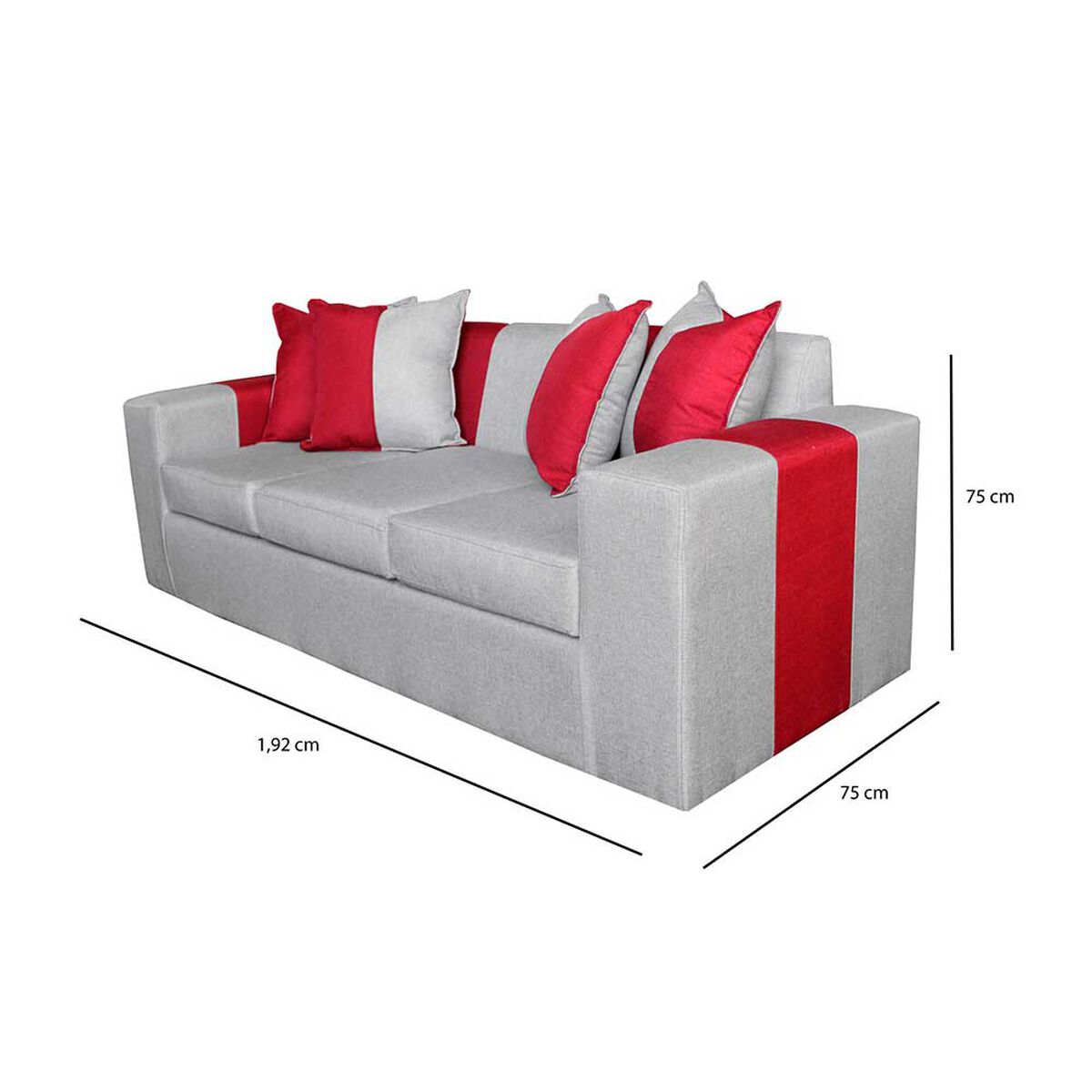 Sofa + 2 Pouff A&M Home Benjamin Gris Burdeo