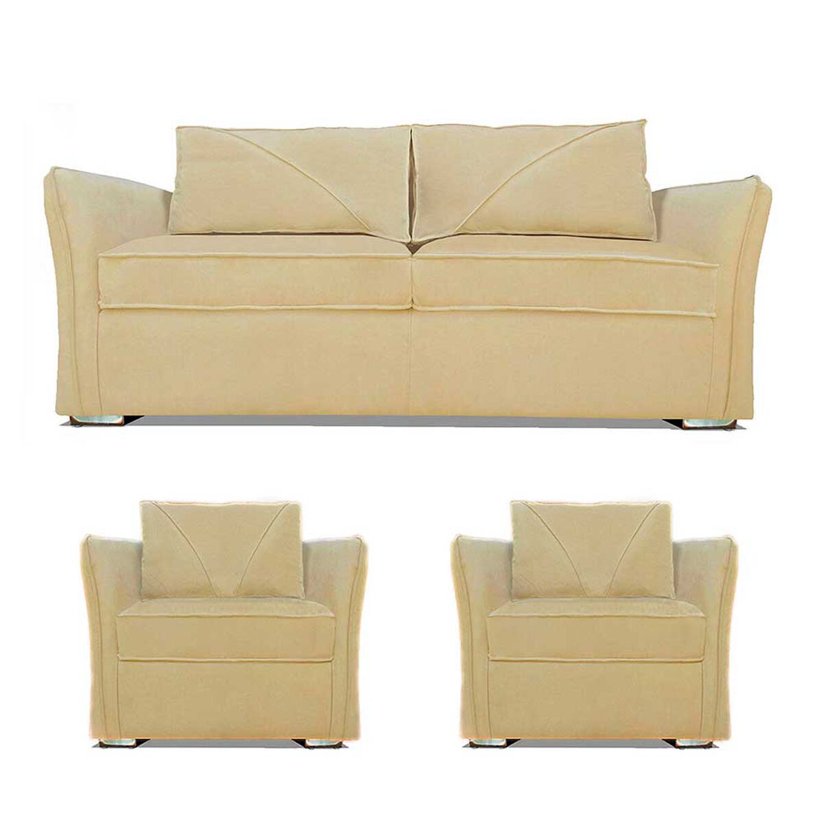 Juego de Living Elegant Detail Atlanta   Sof&aacute; 3 Cuerpos + Dos Sillones 1 Cuerpo Beige