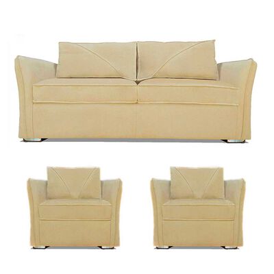 Juego de Living Elegant Detail Atlanta   Sofá 3 Cuerpos + Dos Sillones 1 Cuerpo Beige