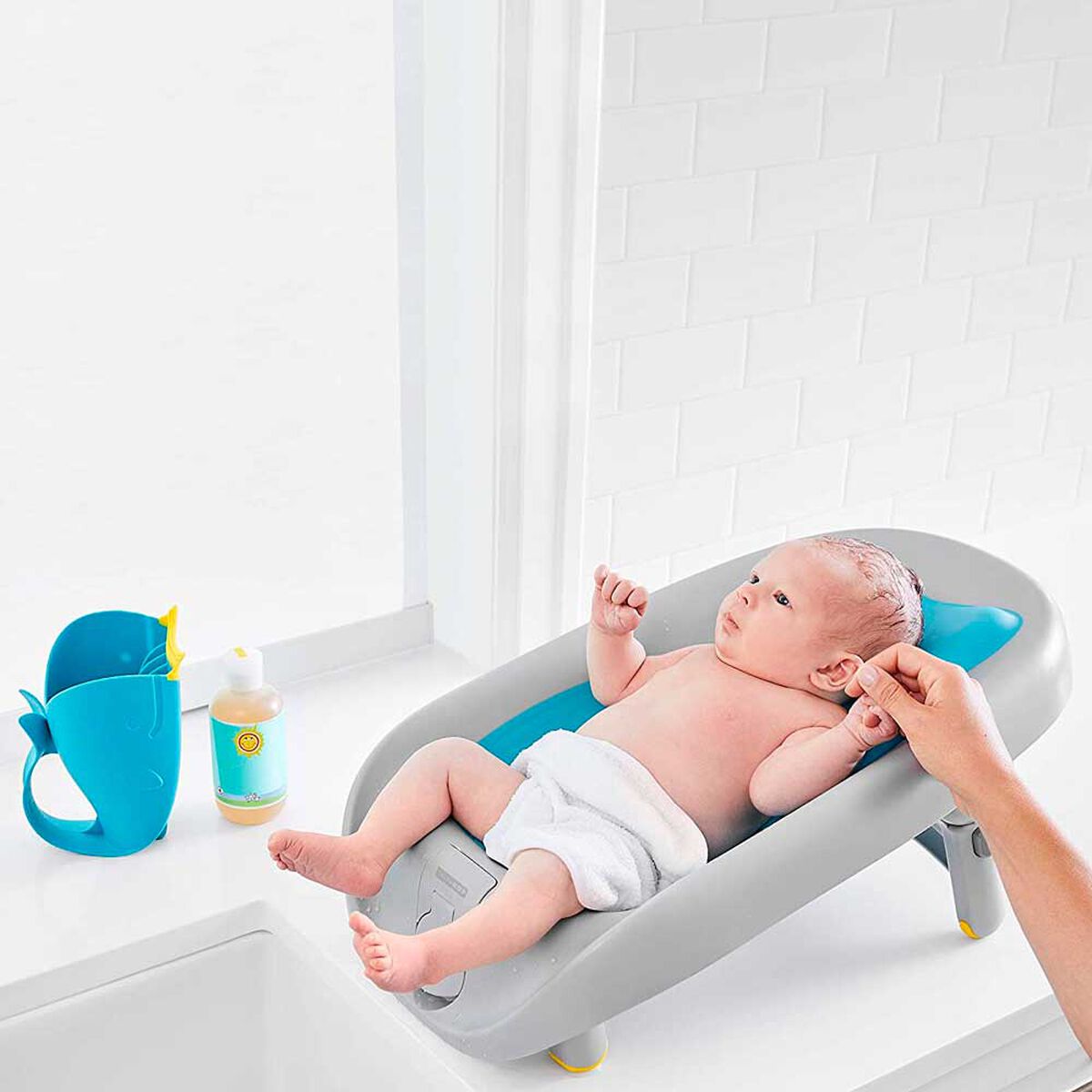 Bañera para bebé con Hamaca Recline & Rinse Bather-Blue Verde Skip Hop