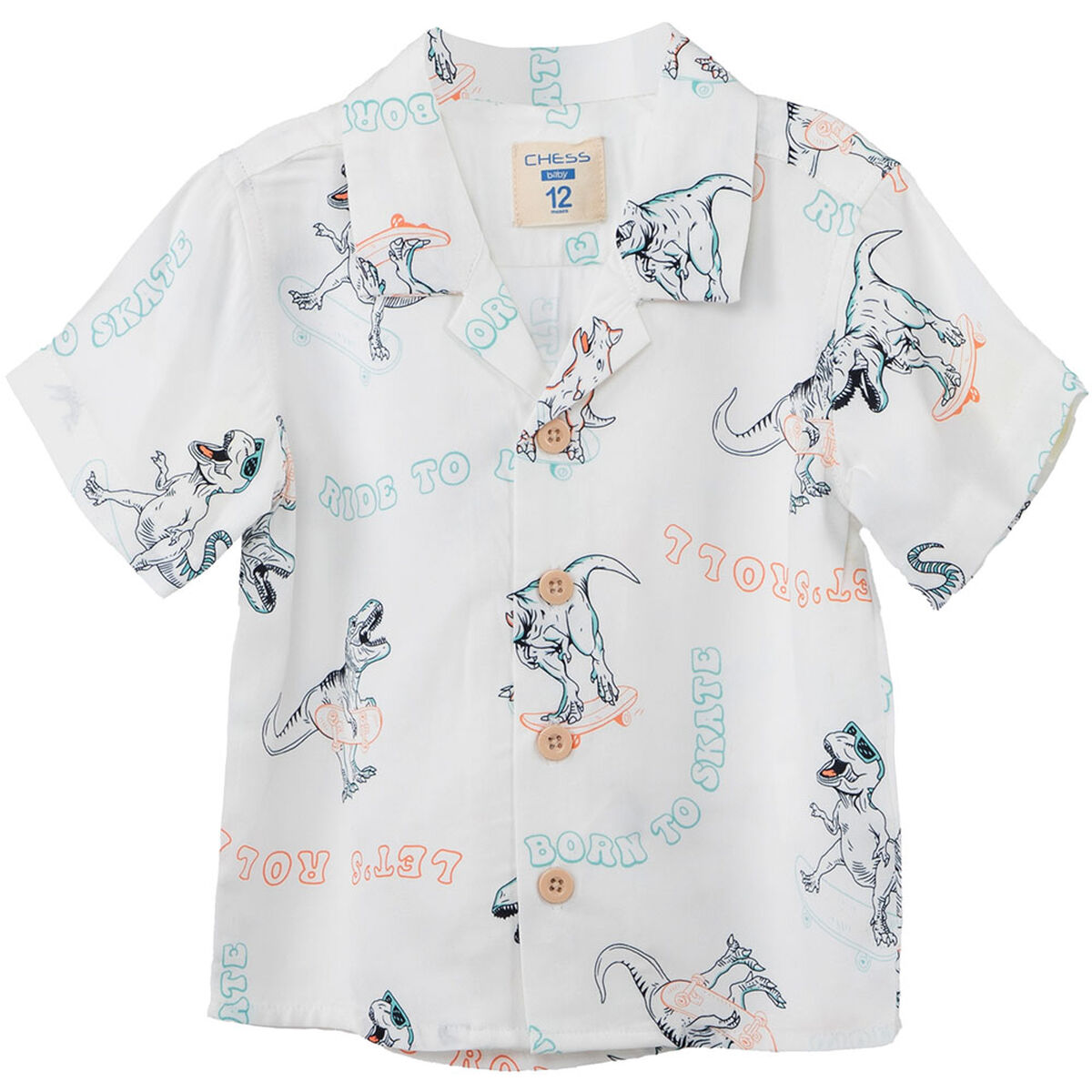 Camisa Manga Corta Estampada de Algod&oacute;n Chess Baby