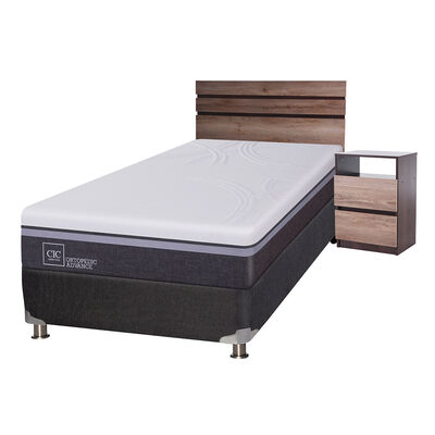 Box Spring CIC 1,5 Plazas Ortopedic Advance + Respaldo + Velador