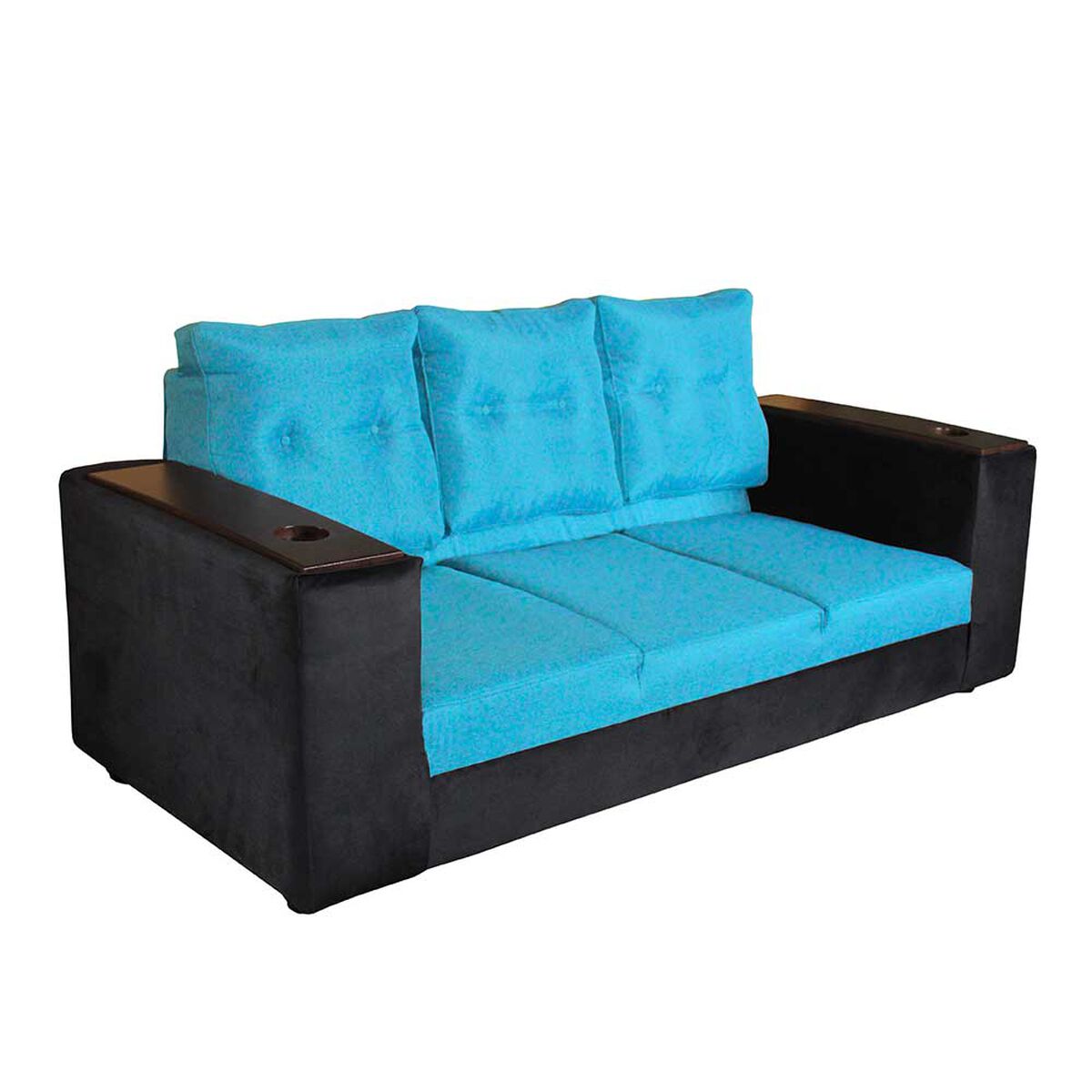 Sof&aacute; Muebles MYM Julietta 3 Cuerpos + Dos Pouf 1 Cuerpo Negro Calipso