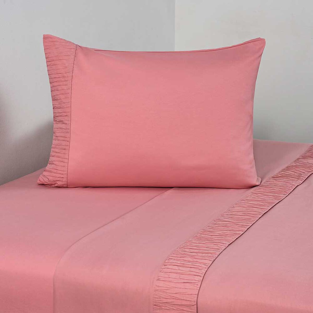 Juego de S&aacute;banas American Family 1.5 Plazas Plizada Rosa