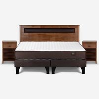 Cama Europea Rosen Base Dividida King Ergo T + Respaldo + 2 Veladores