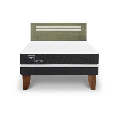 Cama Europea CIC 2 Plazas Ortopedic + Respaldo Munich Olivo
